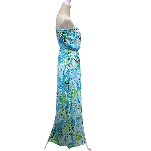 Lilly Pulitzer Marlisa Maxi Dress Size XS Spa Blue Let’s Cha Cha Strapless New - Picture 3 of 13
